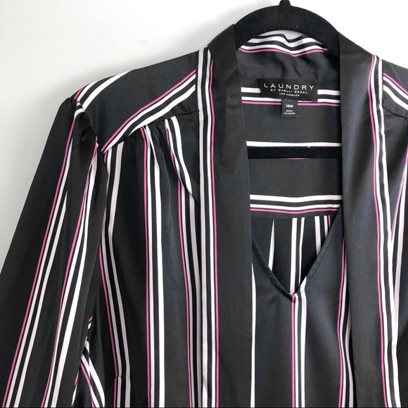 Laundry by Shelli Segal Striped Tie Front Blouse - Picture 8 of 13